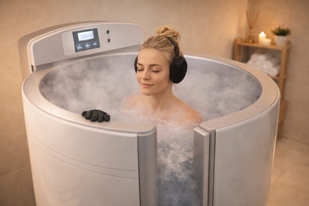 Whole-body cryotherapy chamber at Release Wellness Lounge
