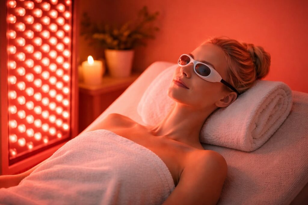 Red light therapy panel at Release Wellness Lounge